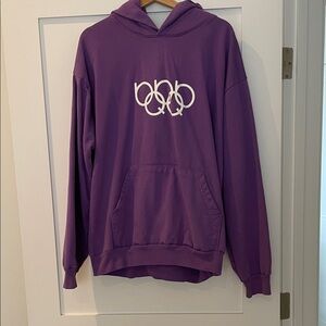 YCNIUQERF, Purple Hoodie with White Logo XL